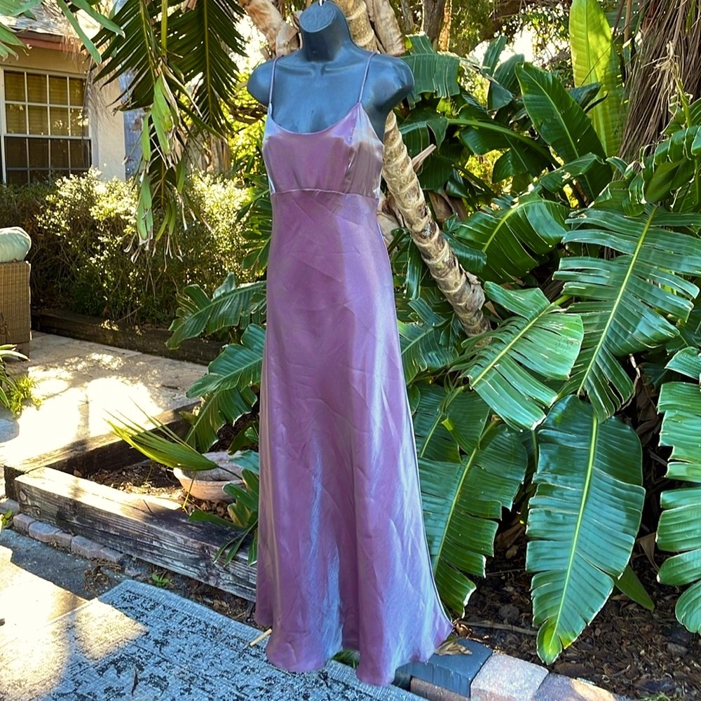 Chelsea Knights, iridescent, metallic bias, cut slipped dress
